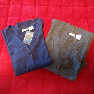 CABIN CREEK Women's NWOT PETITE LARGE Cardigan Sweater 1 Pair: Blue & Gray